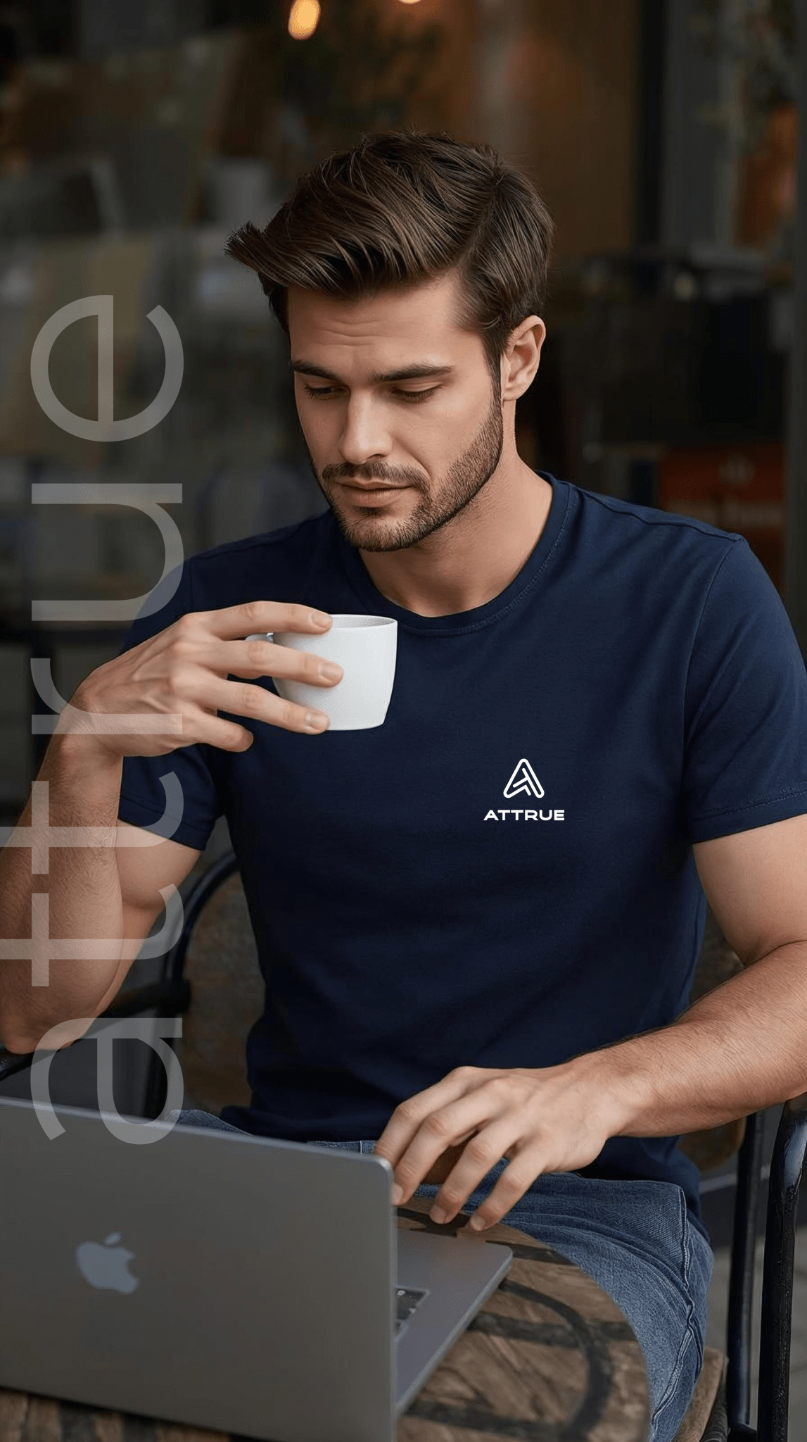 Soft Supima Cotton Crew Neck T-Shirt Regular Fit | ATTRUE - ATTRUET-Shirt