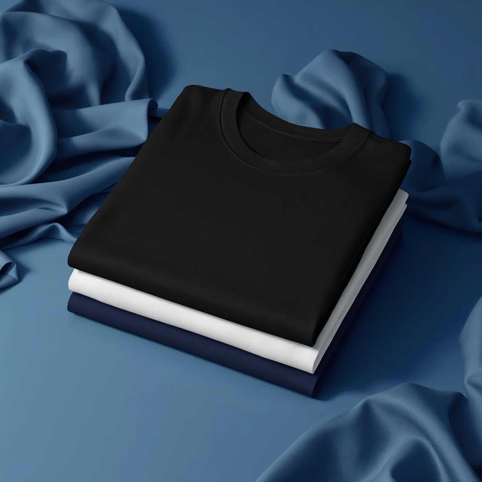 ATTRUE Supima Cotton T-Shirt Bundle - Navy Blue Crew Neck Tee Men, Pre-Shrunk Regular Fit